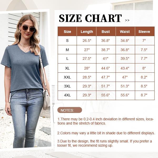 Women’s V-Neck T-Shirt 4-Pack – Soft, Casual Fit with Curved Hem
