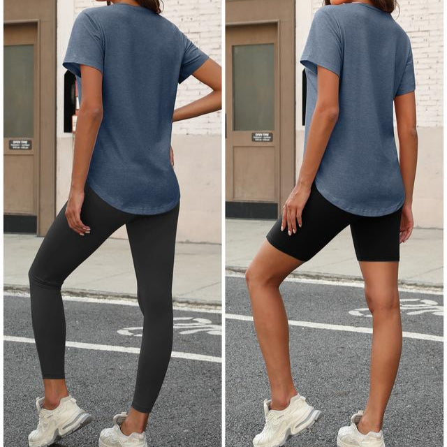 Women’s V-Neck T-Shirt 4-Pack – Soft, Casual Fit with Curved Hem