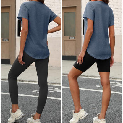 Women’s V-Neck T-Shirt 4-Pack – Soft, Casual Fit with Curved Hem